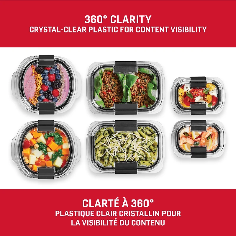 Rubbermaid Brilliance Round and Rectangular Food Storage Containers, 6 Pack