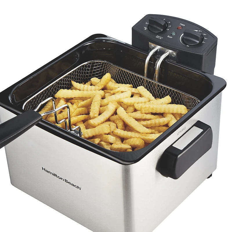 Hamilton Beach Friteuse de style professionnel, capacité 3 pintes, 1800 watts, acier inoxydable, 35035C