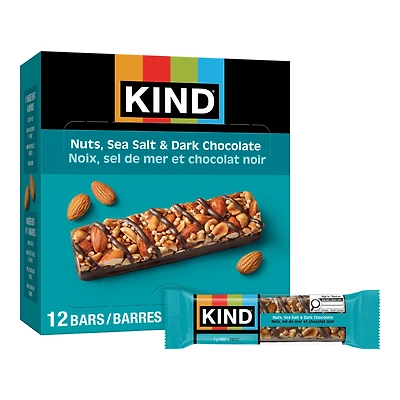 KIND Barre aux Noix, Sel de Mer et Chocolat Noir, 40 g, 12 Barres