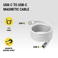 Câble tressé de recharge magnétique 60 watts USB-C à USB-C Strikeline CCBM6WT-SP Scosche 1,8 m, blanc (FRENCH) GOI F&B - Item Short Description
