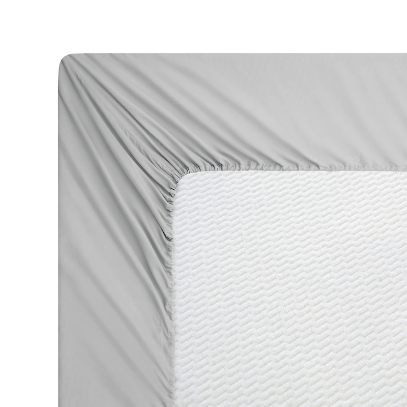Drap-housse en bambou massif, ultra doux et soyeux, couleur argent, pour toutes les saisons