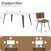 Homy Casa 5 Pieces Modern Dining Set with Faux Suede Chairs - Faux Walnut Table