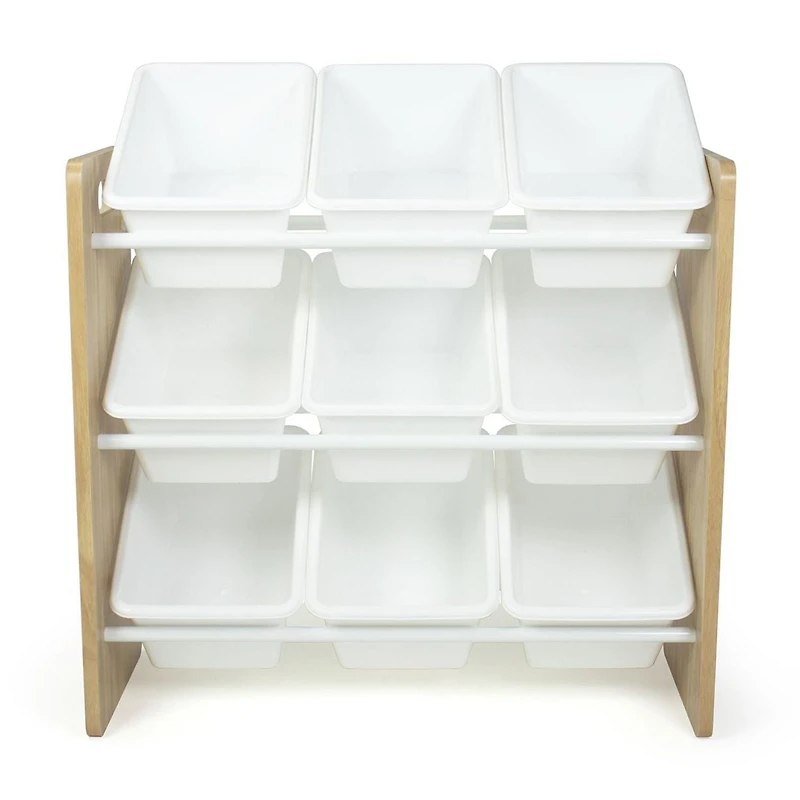 Humble Crew Journey Toy Storage Organizer with 9 Plastic Storage Bins, Natural/White