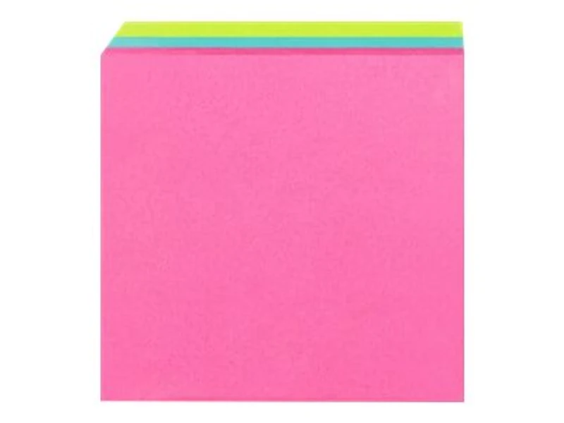 Cube de feuillets 2027-BRT Post-it®, couleurs vives, 76 mm x 76 mm (3 po x 3 po), 1 cube/paquet, 400 feuillets/cube