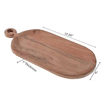 IH Casa Decor Acacia Wood Oval Serving Tray With Single Handle