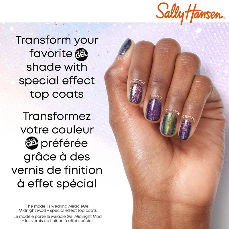 Sally Hansen - Vernis de finition Miracle Gel™, système de simili-gel en 2 étapes, sans lampe UV, jusqu'à 8 jours de couleur et brillance Couleur anti-écaillement et longue tenue