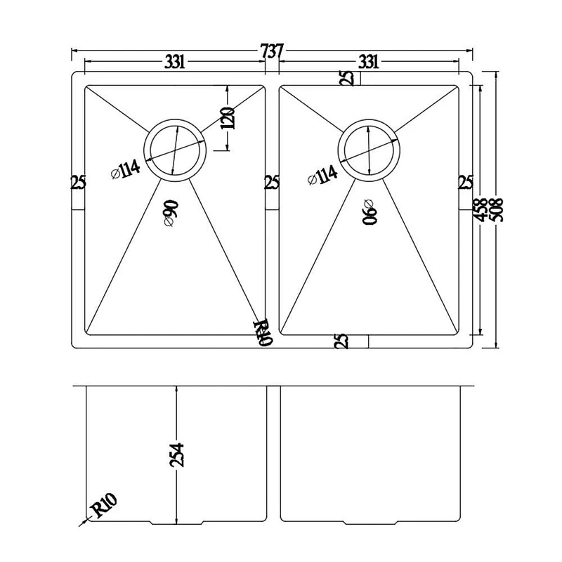 American Imaginations 29-in. W Undermount Brushed Nickel Kitchen Sink Set For Deck Mount Drilling - Strainer Included AI-29399