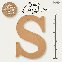 Plaid Unfinished Wood 5" Letter, S, Wood Letter