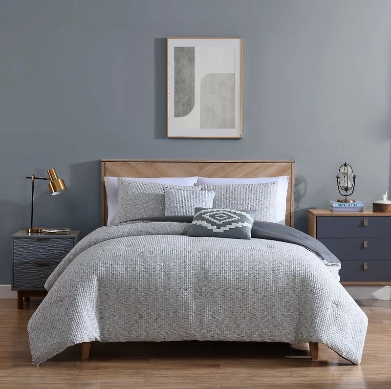 Hometrends Flynn Waffle 5 piece Comforter Set, Available in Double/Queen,King