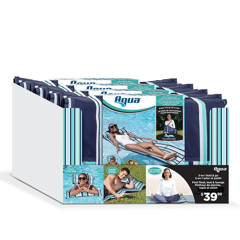 Aqua 3-In-1 Fold & Go Pool Float, Mat & Lounge, Fold & Go Mat