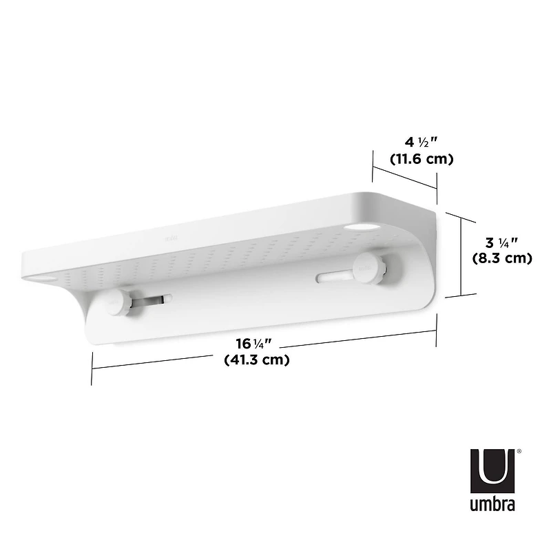 Umbra Flex Sure-Lock Bathroom Storage Shelf,White