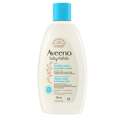 Nettoyant quotidien Départ sain nouveau-nés Aveeno pour bébés, avoine, sans parabènes, nettoyant pour le corps, nettoyant, peau délicate, sans parfum 236 mL