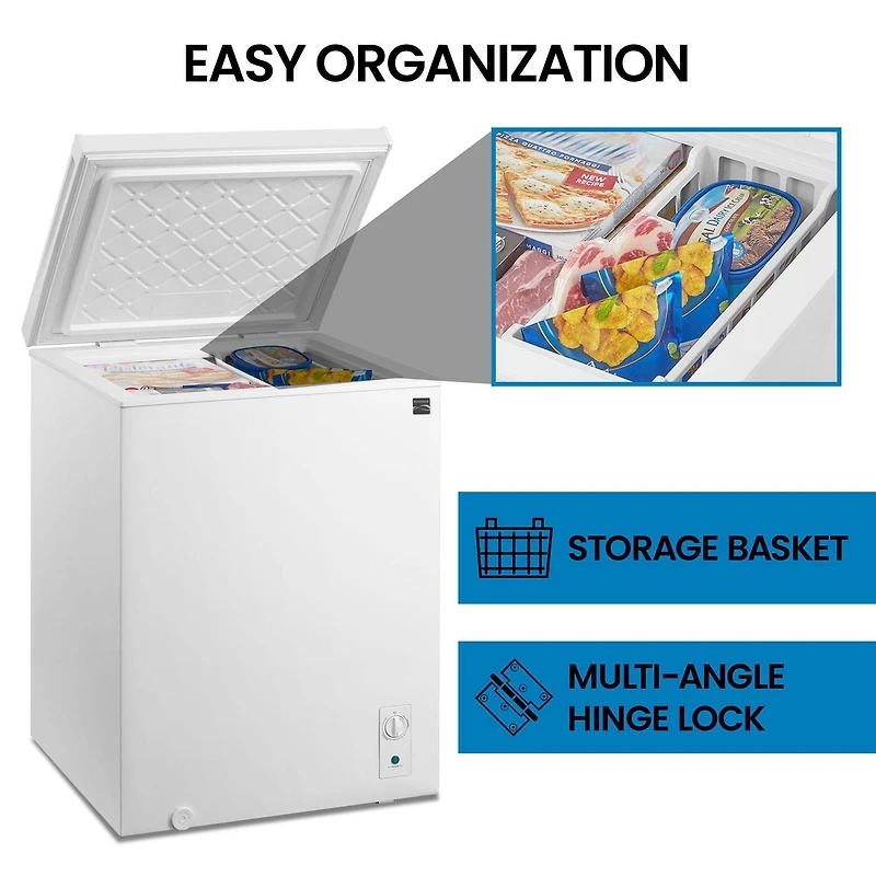 Kenmore 5 Cu. Fort. Congélateur/réfrigérateur coffre convertible, prêt pour le garage, dégivrage manuel (143 L), blanc