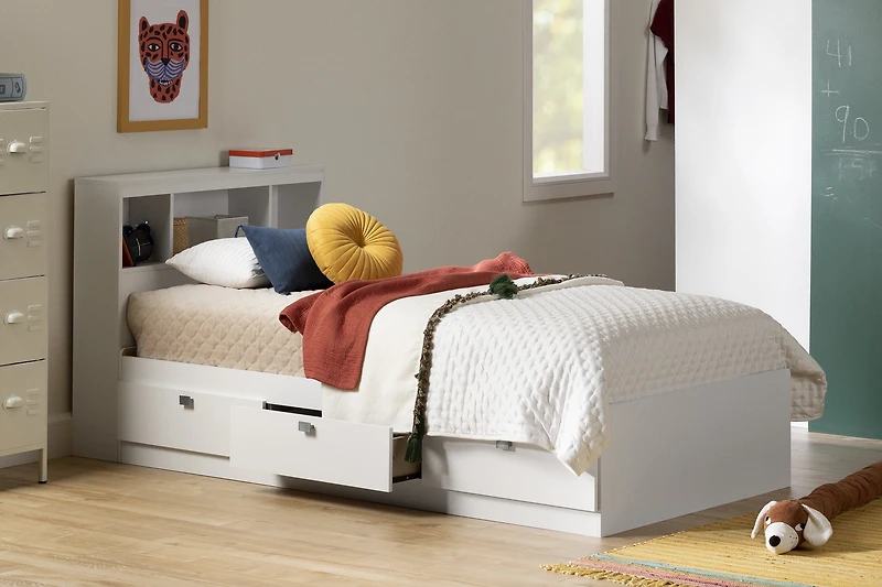 Lit matelot 3 tiroirs Simple, fini Blanc solide, collection Spark de Meubles South Shore