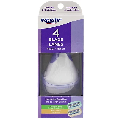 Rasoir à 4 lames avec cartouches de recharge Equate