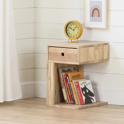 South Shore Sweedi Table de chevet 1 tiroir en bois massif-Bois naturel