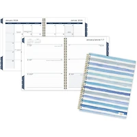 Mead Large Geo Blue Lines 2024 Weekly/Monthly Planner
