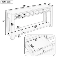 Noble House Console Entryway Table with Storage Drawers and Bottom Shelf for Hallway and Living Room ,Antique White