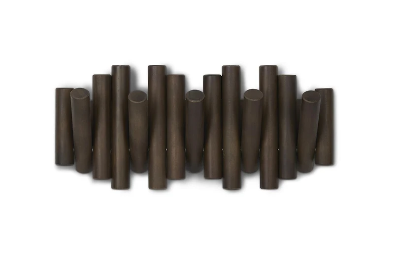 Umbra Picket 5. Patère Murale 5 Crochets, En Bois Effet Noyer, 38X18X6.3 Cm.