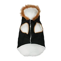 Holiday Time Dog Clothes: Hooded Jacket for Fall & Winter, Black with Faux Toggles