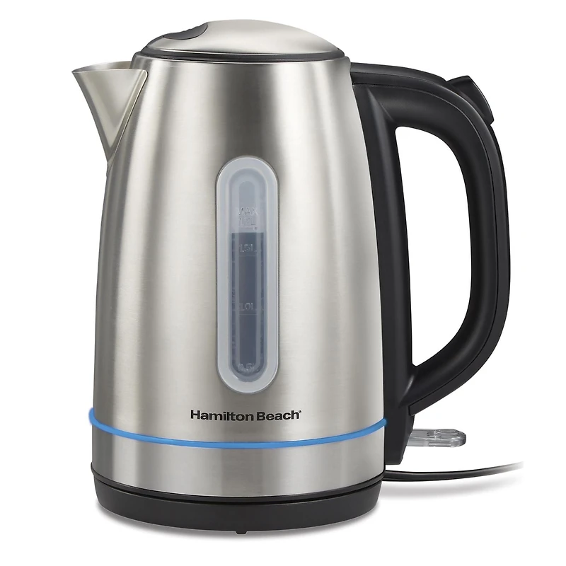 Hamilton Beach 1.7L Stainless Steel Electric Kettle with LED Light Ring 41037C, 1.7L Capacity