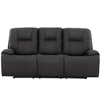 Primo 79-inch Power Reclining Sofa – Dark Grey Upholstery, USB Charging Port, Plush Cushions – Modern Seating for Living Room or Media Space