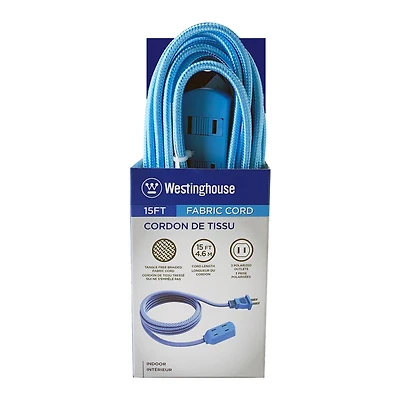 Westinghouse 9 ft 3-Outlet Blue Fabric Extension Cord