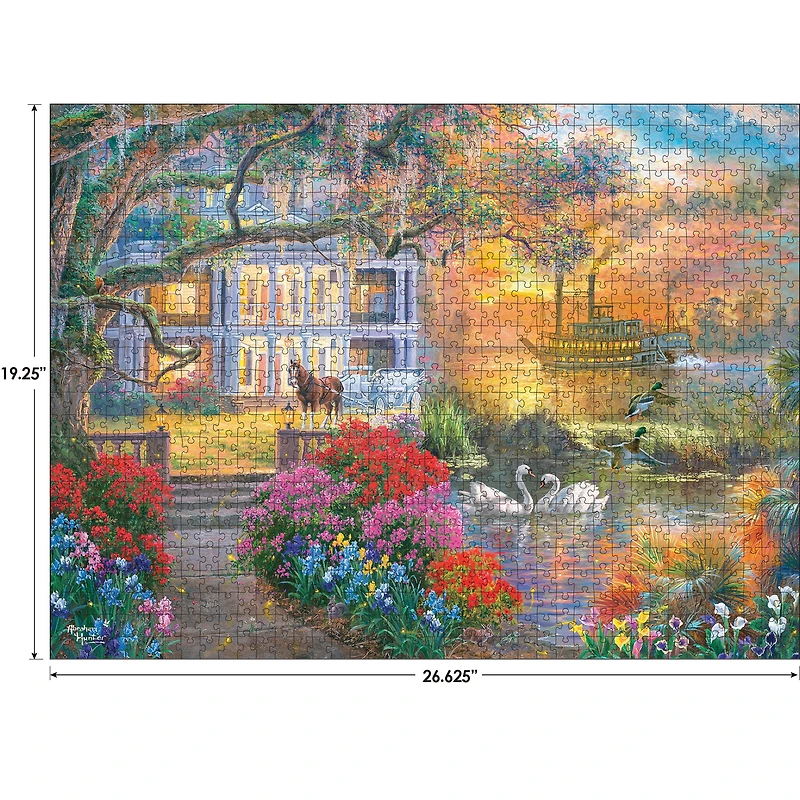 RoseArt - Abraham Hunter 1000 pièces – Soirée bateau à vapeur – Puzzle emboîtable pour adulte