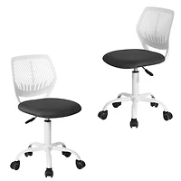 Homy Casa 2 Packs Compact Rolling Desk Chair with Swivel Function and Height Adjustment, Black Mesh