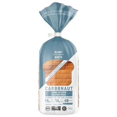 Carbonaut - Pain blanc sans gluten, Keto, végétalien, casher, sans OGM, faible en glucides, sans sucre, 550 g GF WHITE BREAD - FRENCH