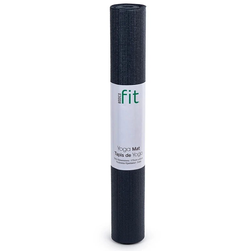 Ensemble de fitness, Tapis de yoga antidérapant et bandes de résistance pour exercice de Bodico, noir