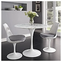 TABLE À MANGER TULIPE EN MARBRE faite de dessus en marbre blanc 32"