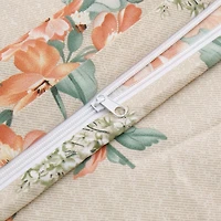 Literie Marina Décoration ultra douce et soyeuse en rayonne de bambou imprimée, toutes saisons, housse de couette, drap-housse, avec fermeture éclair et lien d'angle, motif floral pêche taupe
