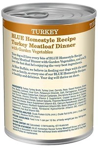 BLUE Homestyle Recipe Turkey Meatloaf Dinner Wet Dog Food, 354g