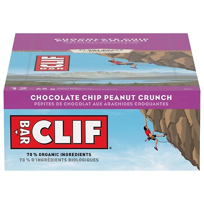 CLIF BAR, Chocolate Chip Peanut Butter Crunch Energy Bar, 70% Organic Ingredients, No Artificial Flavours, 68 g (Pack of 16)