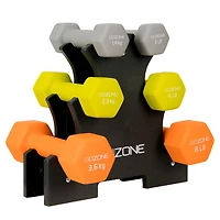 Jeu d’haltères avec revêtement néoprène de 32 lb GoZone – Multicolore Avec plateau de rangement