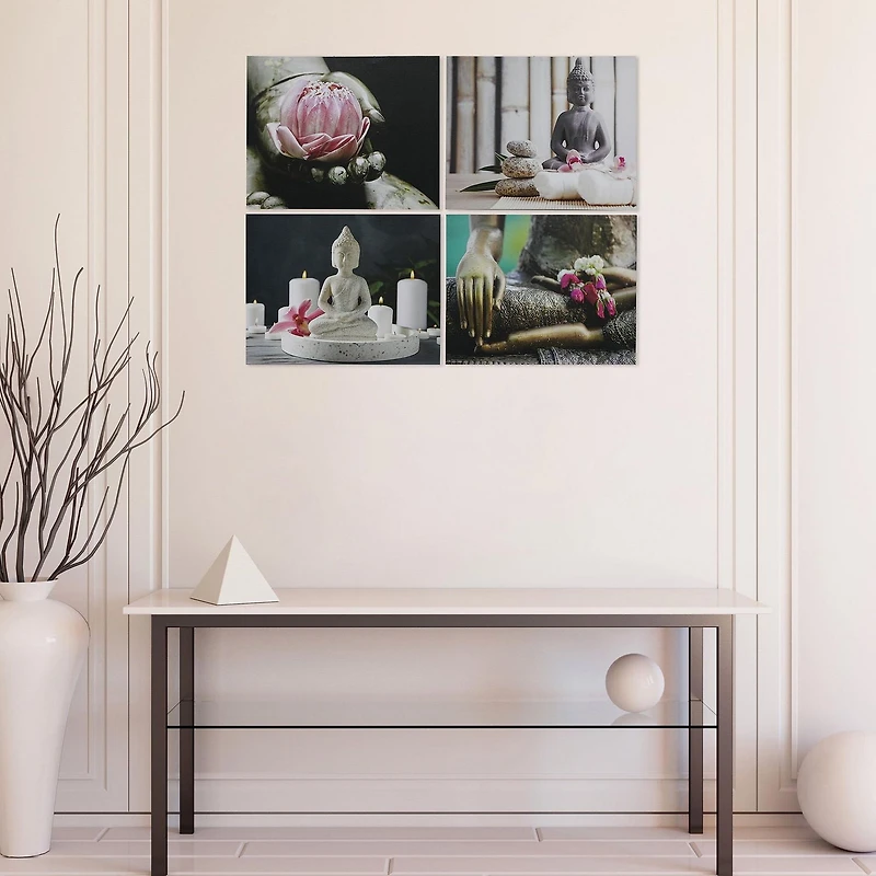 Toile Art Mural Zen Bouddha - Ensemble De 4