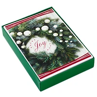 Boîte de 18 cartes de Noël Connections de Hallmark (couronne de Noël « Joy »)