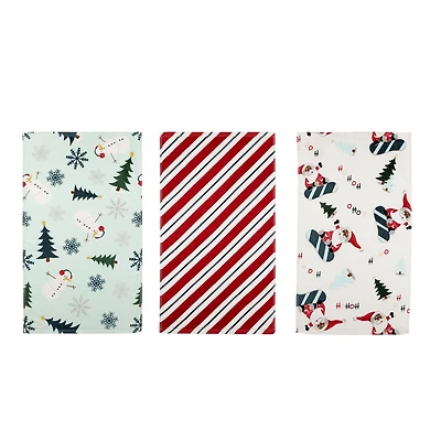 Holiday Time 100% Cotton 3-Piece Hand Towel Set, Soft & Absorbent, Multi Colour Prints