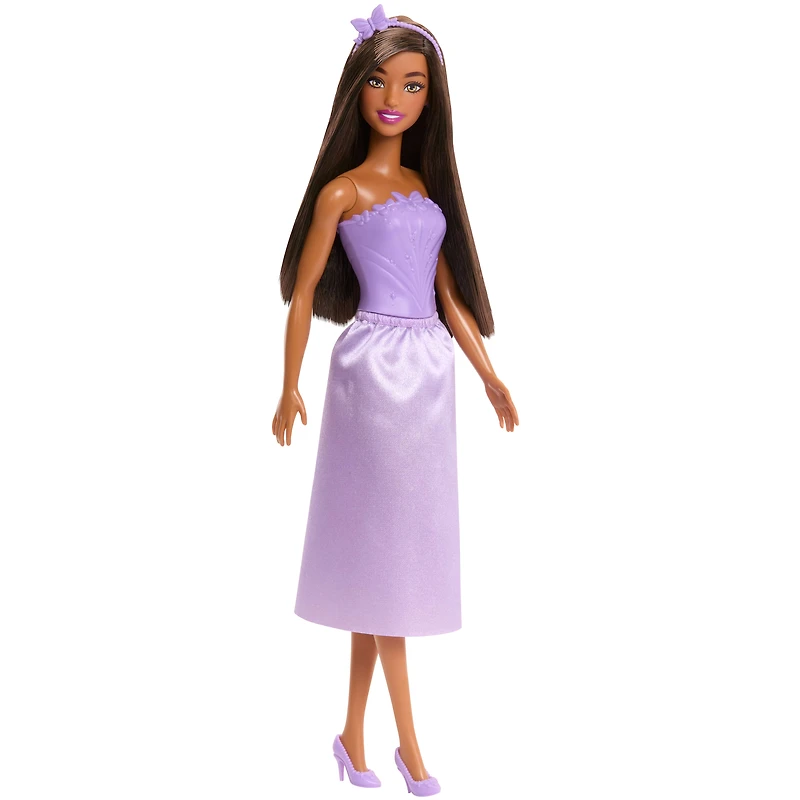 ​Barbie-Royal-Fashion-Doll-with-Dark-Brown-Hair,-Removable-Skirt-&-Accessories,-Purple-Butterfly-Themed-Monochromatic-Look​​