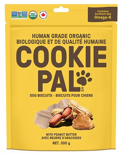 COOKIE PAL Peanut Butter Biscuits Human Grade and Organic Dog Treats 300g, COOKIE PAL PB 300g