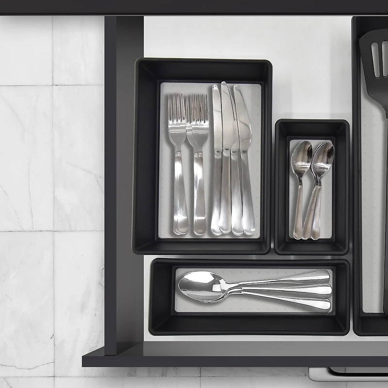 Organiseur de tiroir antidérapant en plastique noir Mainstays, 3,75" x 9,75", pour gadgets de cuisine, 1 pièce ORGANISATEUR NOIR 3,75" x 9,75"