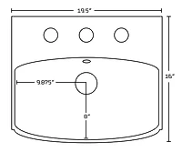 19.5-in. W Wall Mount White Bathroom Vessel Sink Set For 3H8-in. Center Faucet AI-26582