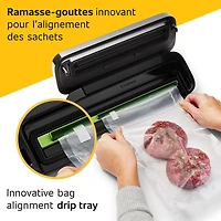 FoodSaver Compact Vacuum Sealer, Space-Saving Food Preservation System, Includes 2 Quart-Size Bags (946 mL)