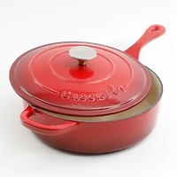 Crock-Pot Artisan Poêle à sauter profonde en fonte émaillée de 3,5 Qt avec couvercle, rouge écarlate, ronde
