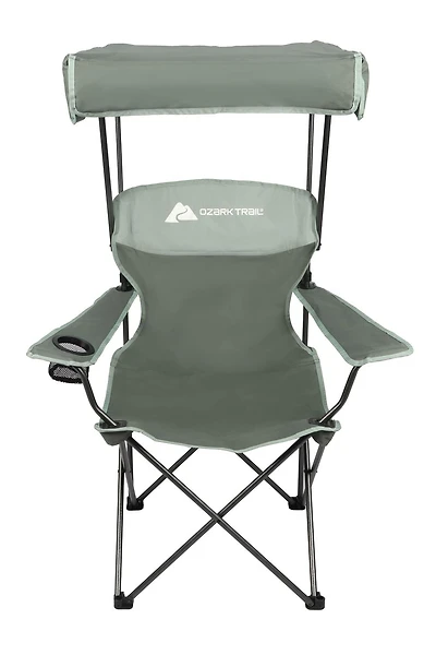 Ozark Trail Camping Chair with Shade, Polyester, Canopy Quad Chair