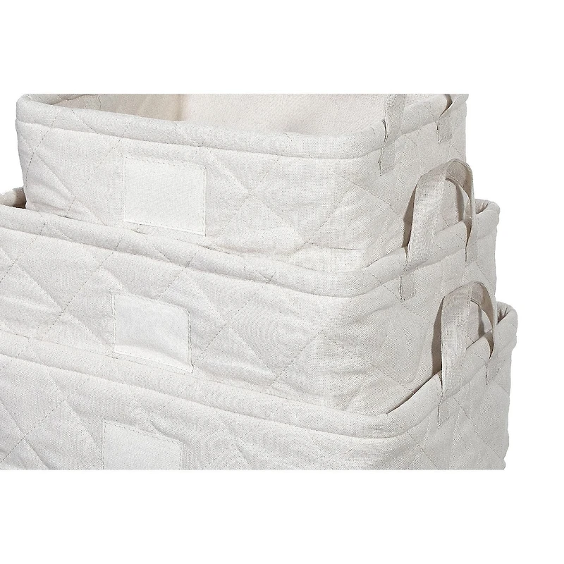 Panier De Rangement Matelassé 3Pc Nibling Avec Poignées (Beige)