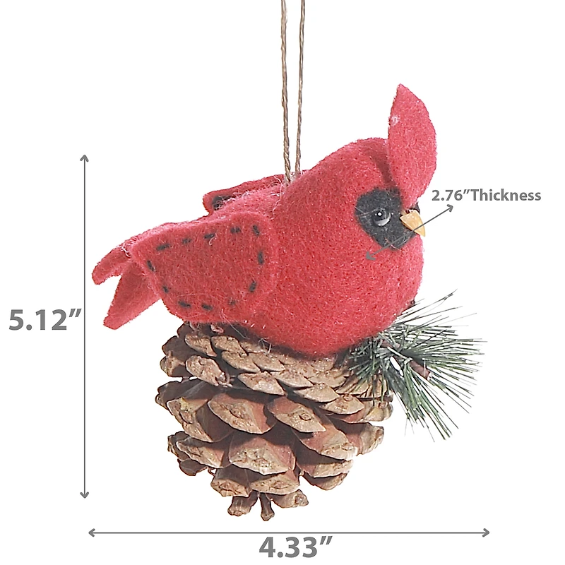 Ornement À Suspendre En Laine (Cardinal) - Lot De 6