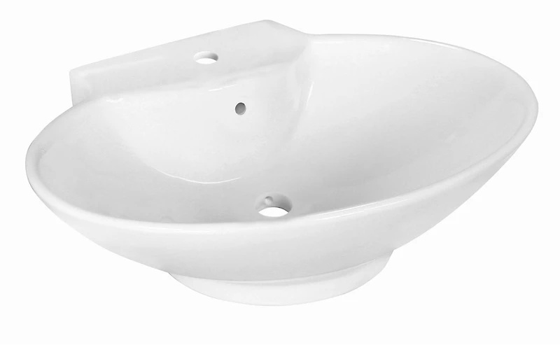American Imaginations -in. W Above Counter White Bathroom Vessel Sink Set For 1 Hole Center Faucet AI