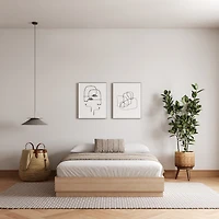 Cadre de lit plateforme Double Milano Nexera, chêne blond naturel